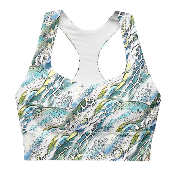Sea Turtle Swirl Longline Sports Bra - Fitting Image Designs