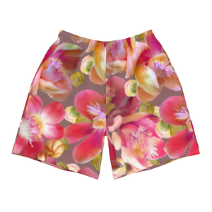 Cannonball Flower Men's Athletic Long Shorts (Light Wood)