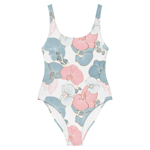 Orchidaceae (White) One-Piece Swimsuit