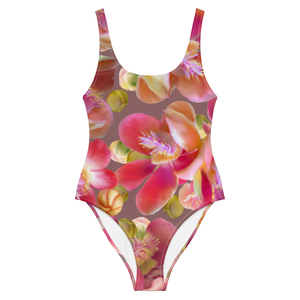 Cannonball Flower One-Piece Swimsuit (Light Wood)