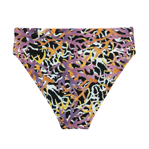 Coral Recycled High-waisted Bikini Bottom (Black)