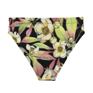 Franklin Flower Recycled High-waisted Bikini Bottom (Black)