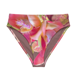 Cannonball Flower Recycled High-waisted Bikini Bottom (Light Wood)