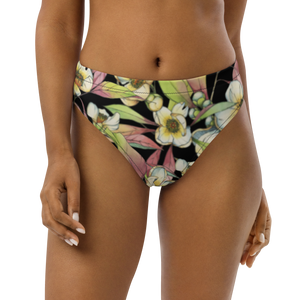 Franklin Flower Recycled High-waisted Bikini Bottom (Black)