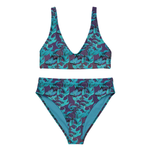 Jade Recycled High-waisted Bikini (Stained Glass-Purple Glow)
