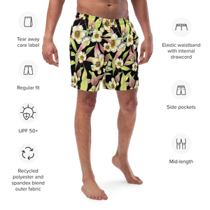 Franklin Flower Men's Swim Trunks (Black)