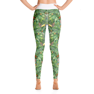 Toucan Yoga Leggings (White Waistband)