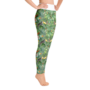 Toucan Yoga Leggings (White Waistband)