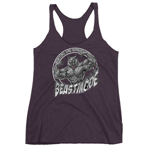 Beastmode (White) Women's Triblend Racerback Tank