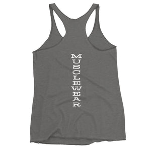 Beastmode (White) Women's Triblend Racerback Tank