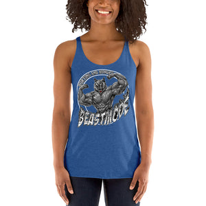 Beastmode (White) Women's Triblend Racerback Tank