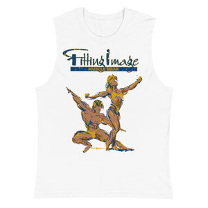 Fitting Image Couple Logo (Blue/Yellow) Unisex Muscle Shirt