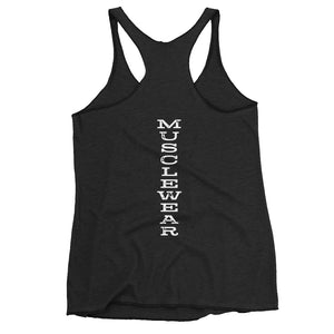 Beastmode (White) Women's Triblend Racerback Tank