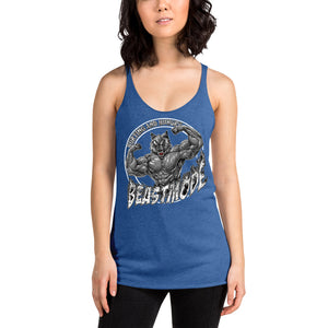 Beastmode (White) Women's Triblend Racerback Tank