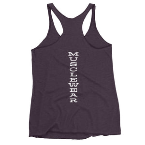 Beastmode (White) Women's Triblend Racerback Tank