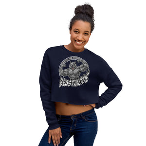 Beastmode (White) Women's Cropped Sweatshirt