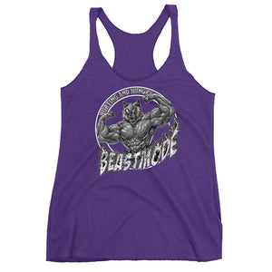Beastmode (White) Women's Triblend Racerback Tank