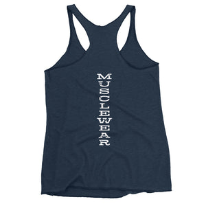 Beastmode (White) Women's Triblend Racerback Tank