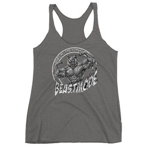 Beastmode (White) Women's Triblend Racerback Tank