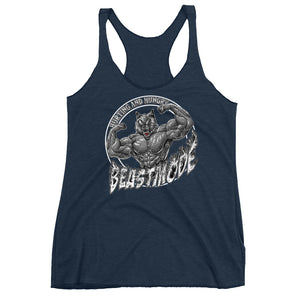Beastmode (White) Women's Triblend Racerback Tank