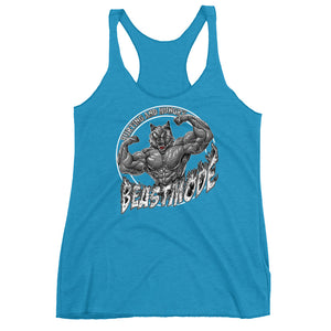 Beastmode (White) Women's Triblend Racerback Tank