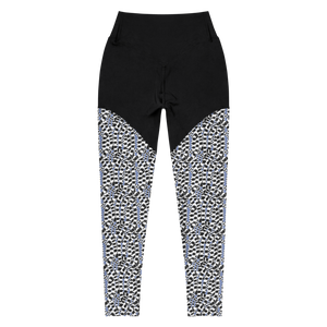 Lemur Stripe Compression Sports Leggings (Blue Yonder)