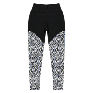 Lemur Stripe Compression Sports Leggings (Blue Yonder)