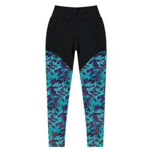Jade Compression Sports Leggings (Stained Glass-Purple Glow)