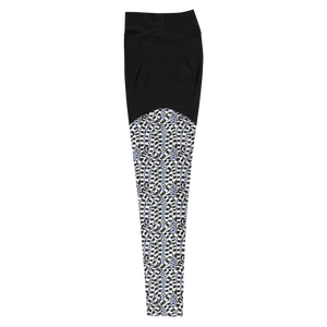 Lemur Stripe Compression Sports Leggings (Blue Yonder)