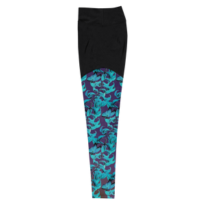 Jade Compression Sports Leggings (Stained Glass-Purple Glow)