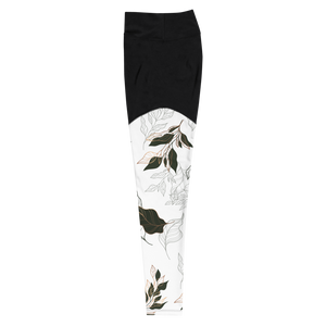 Flora Compression Sports Leggings (White)