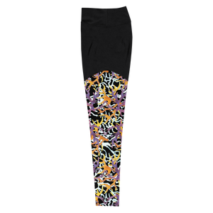 Coral Compression Sports Leggings (Black)