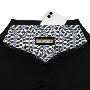 Lemur Stripe Compression Sports Leggings (Blue Yonder)