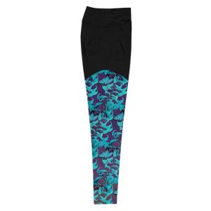 Jade Compression Sports Leggings (Stained Glass-Purple Glow)