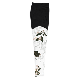 Flora Compression Sports Leggings (White)