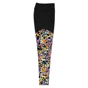 Coral Compression Sports Leggings (Black)